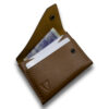 Intovention handmade snap button card holder in Cognac Brown
